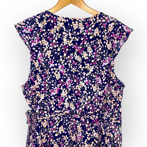 Sanctuary Stitch Fix Johanna Wrap Dress Size 2X NWT Navy Pink Multi Floral Print - Picture 4 of 12